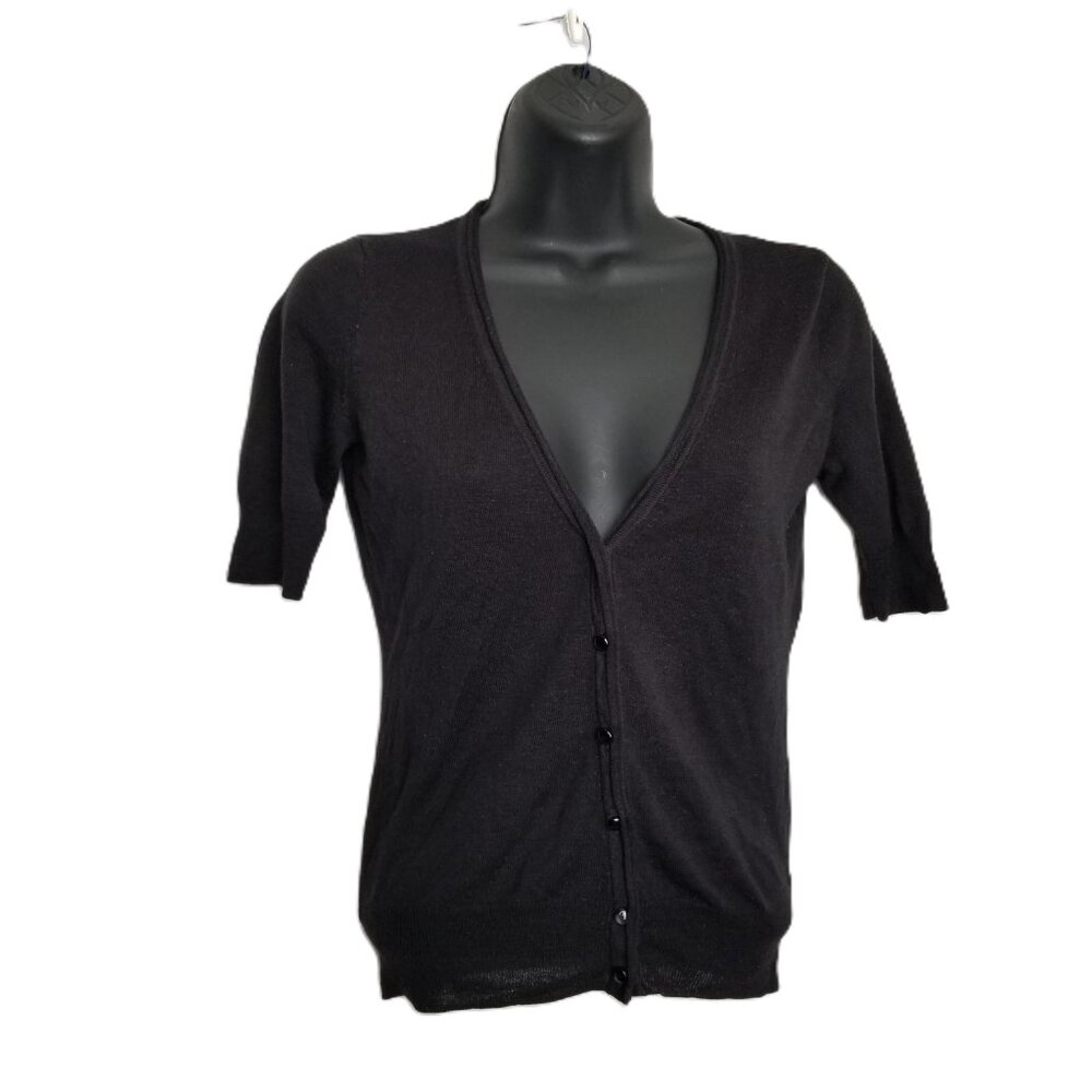New York Company Short Sleeve Cardigan Black Office Preppy Size Extra Small